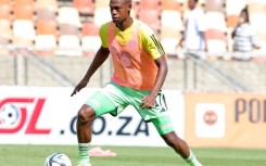 Evidence Makgopa of Orlando Pirates warming up during the DStv Premiership 2023/24 match between Polokwane City and Orlando Pirates. Samuel Shivambu/BackpagePix