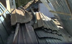 A sink structure that was destroyed in the fire.