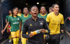 Banyana Banyana's Thembi Kgatlana leads the team onto the field. Brad Smith/ISI Photos/USSF/Getty Images for USSF