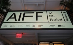  A view of signage during the 2024 AI Film Festival at Metrograph. Dia Dipasupil/Getty Images via AFP