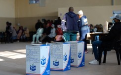 A general view of ballot boxes at a polling station. AFP/Lihlumelo Toyana