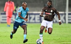 Tercious Malepe of Richards Bay FC and Junior Dion of AmaZulu FC. BackpagePix/Gerhard Duraan