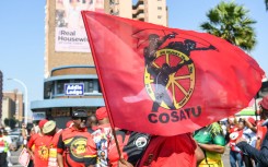 File: A Cosatu flag. Darren Stewart/Gallo Images via Getty Images