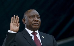 File: Cyril Ramaphosa takes the oath of office at his inauguration as South African President, at Loftus Versfeld stadium in Pretoria, on May 25, 2019.