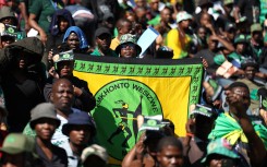 Supporters of the uMkhonto weSizwe (MK) Party at Orlando Stadium in Soweto on May 18, 2024.