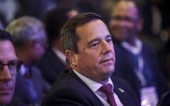 DA leader John Steenhuisen looks on while waiting for the beginning of the official announcement of the South African general election results. AFP/Phill Magakoe