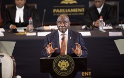 President Cyril Ramaphosa  delivers the Opening of Parliament Address at the Cape Town City Hall. AFP/Rodger Bosch