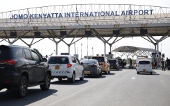 Cars queue at the entrance to the Jomo Kenyatta International Airport (JKIA) in Nairobi. AFP/Simon Maina