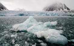 File: Landscape of iceberg, glacier brash in Greenland. Raphael Sane/Biosphoto via AFP