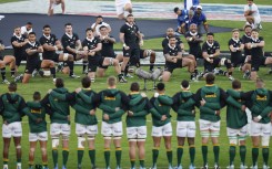 New Zealand players perform the Haka ahead of the Rugby Championship Test match. AFP/Phill Magakoe