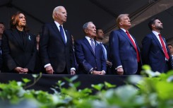 U.S. Vice President Kamala Harris, U.S. President Joe Biden, former NYC Mayor Michael Bloomberg, former US President Donald Trump attend the annual 9/11 Commemoration Ceremony. Michael M. Santiago/Getty Images via AFP