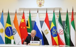 Russia's President Vladimir Putin attending a virtual summit of the BRICS group of nations. AFP/Pool