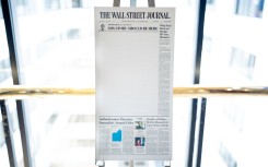 The Wall Street Journal's front page from the one year anniversary of the arrest of Evan Gershkovich. Andrew Harnik/Getty Images/AFP