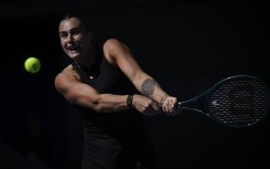 Belarus's Aryna Sabalenka hits a return to Madison Keys of US during their women’s singles match at the China Open tennis tournament. AFP/Wang Zhao