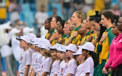 The Proteas women before the start of the ICC Women's T20 World Cup cricket final match. AFP/Giuseppe Cacace