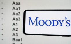 Ratings agency Moody's logo and rating grid. Jean-Marc Barrère/Hans Lucas via AFP