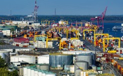 The Port of Montreal as dockers begin a three-day strike. AFP/Sebastien St-Jean