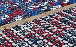 File: New vehicles standing on a lot. Costfoto/NurPhoto via AFP