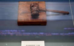 File: The very first gavel used by the Chinese court on display. AFP/Xinhua/Li Xin