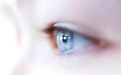 Illustration of a blue female eye.