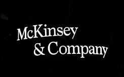 The McKinsey & Company logo. Joan Cros/NurPhoto via AFP