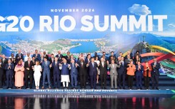 Participating leaders after the closing session of the 19th G20 Summit in Rio de Janeiro. AFP/Xinhua/Li Tao