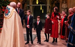 Catherine attended alongside husband Prince William and their children Prince George, Princess Charlotte and Prince Louis. AFP/Aaron Chown