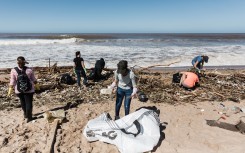 File: Volunteers from Litterbroom Project, Green Corridors and members of the local Durban community undertake to clean up the massive debris at the Blue Lagoon beach. AFP/Rajesh Jantilal