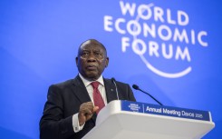 President Cyril Ramaphosa gives an address during the World Economic Forum (WEF) annual meeting in Davos. AFP/Fabrice Coffrini
