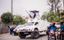 MONSUCO soldiers secure the evacuation of their non-essential civil personnel in Goma. AFP/Jospin Mwisha