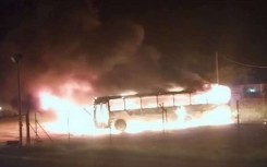 One of the buses that was set alight. Supplied