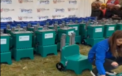 A South African company has brought a twist to school bags which convert them into functional desks and chairs, fitted with USB charging ports. 