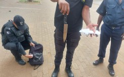 Violence in Schools | Security guards find a knife from backpack while doing a search at school in Eldorado Park