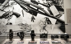 Cameras used to record the assassination of John F. Kennedy are seen in the Sixth Floor Museum in Dallas. AFP/Brendan Smialowski