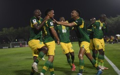 Golden Arrows right-back Keenan Phillips celebrates his goal. BackpagePix/Sydney Mahlangu