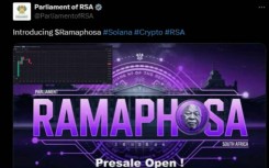 One of the posts contains the Dollar sign with President Cyril Ramaphosa's name, Solan and Crypto hashtags.