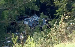 The wreckage of the bus. 