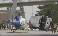 The scene of the bus crash on the R21.