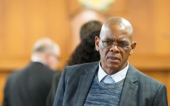 Ace Magashule looks on inside the High Court in Bloemfontein. AFP/Lihlumelo Toyana