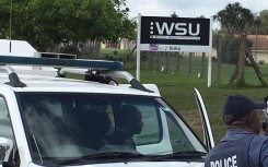 File: Police officers outside the Walter Sisulu University. Gallo Images/Daily Dispatch/Sino Majangaza