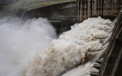 Gates are opened to reduce the pressure on the Vaal Dam. Ihsaan Haffejee/Anadolu via Getty Images 