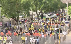 Soccer fans enter the Loftus Versveld grounds