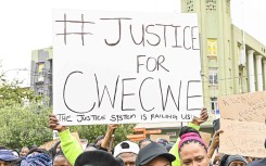 Protesters demand justice for Cwecwe. Gallo Images/Volksblad/Mlungisi Louw