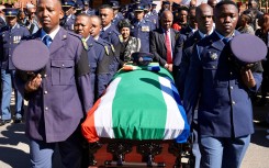 Police deliver the final salute. Twitter/@SAPoliceService