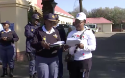 March and March leader speaking to SAPS