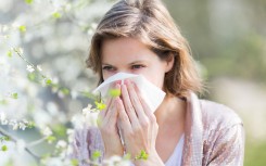 File: A woman with hay fever blowing her nose. GARO/Phanie via AFP