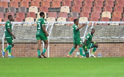 Thabang Monare celebrates his goal. BackpagePix/Alche Greeff