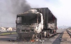 Truck torched by residents during a protest at Bayland in Nelson Mandela Bay 