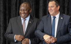 President Cyril Ramaphosa and Minister of Agriculture John Steenhuisen. AFP/Rodger Bosch 