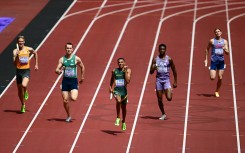 South Africa's Gardeo Isaacs competes in the mixed 4x400m relay heats during the World Athletics Championships. AFP/Yuichi Yamazaki